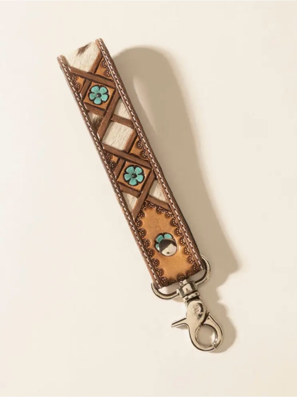 Moonflower Leather Keychain